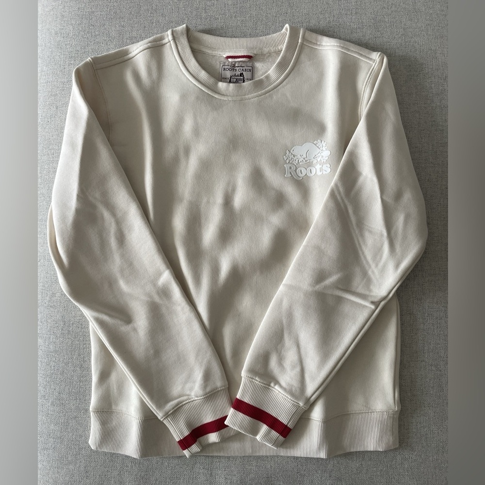 Roots Cream Men's Sweater Crew Neck Cotton